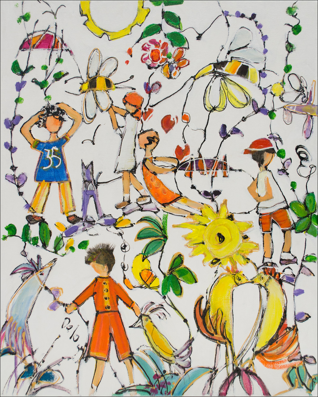 Figure "Ainsi Va La Vie Siblings" Original Artwork by Lucette Dalozzo