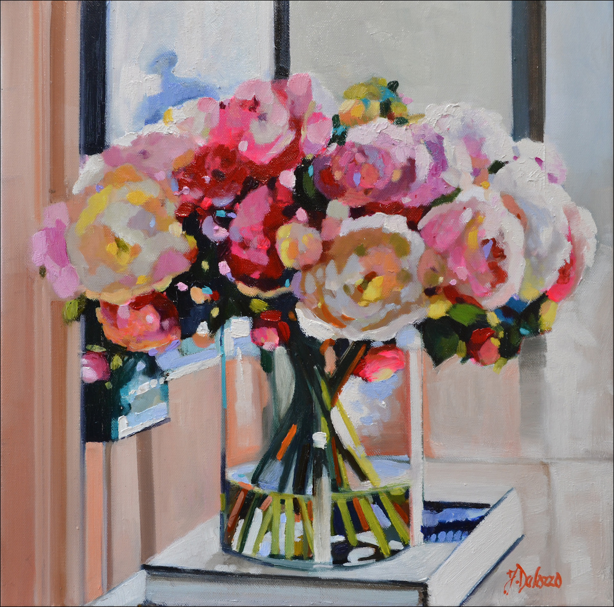 Floral Still Life "Beautiful Pink Blossom" Original Artwork by Judith Dalozzo