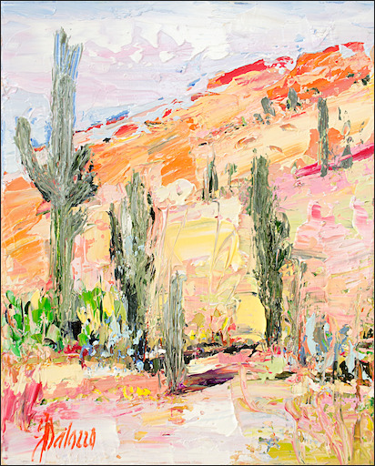 Cacti Landscape "Desert off Track Scottsdale Arizona" Triptych Right Panel Original Artwork by Judith Dalozzo