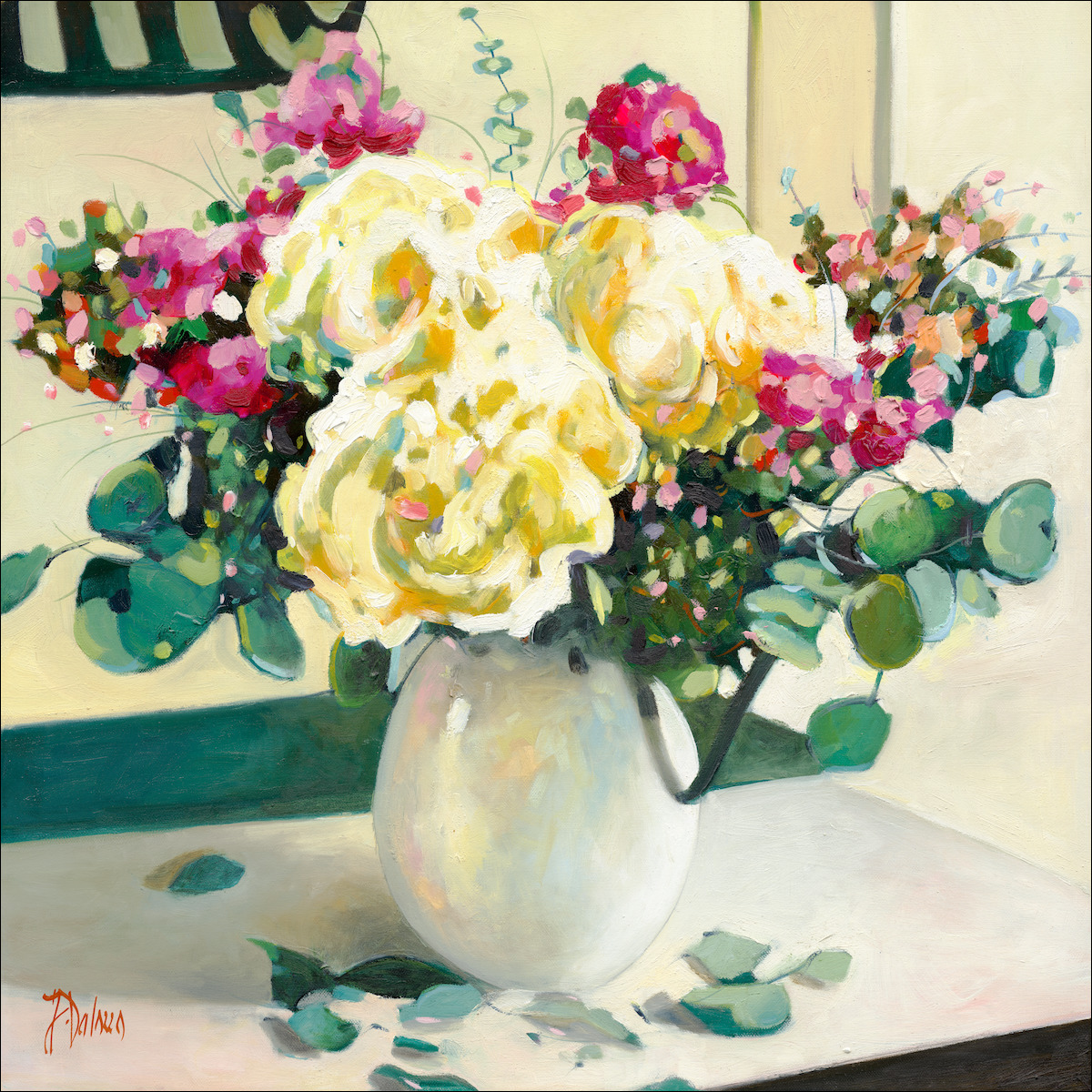 Floral Still Life "Hydrangeas from The Market" Original Artwork by Judith Dalozzo