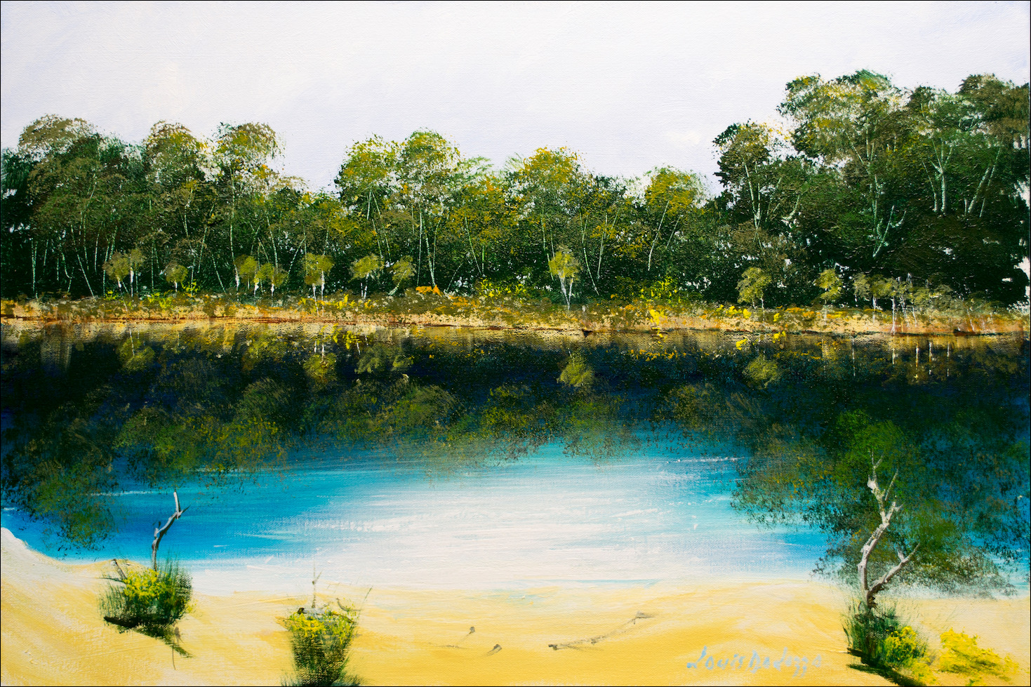 Water Reflection Landscape "Lake Allom Fraser Island" Original Artwork by Louis Dalozzo