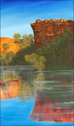 Water Reflection Landscape "Lawn Hill Gorge Boodjamulla National Park" Triptych Right Panel Original Artwork by Louis Dalozzo