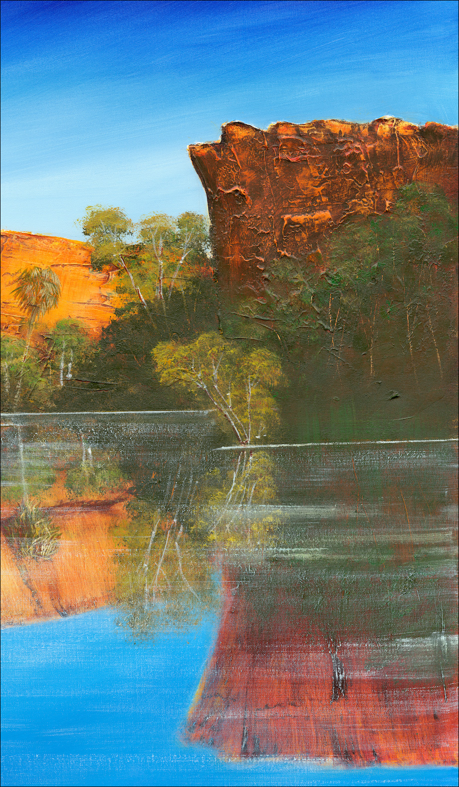 Water Reflection Landscape "Lawn Hill Gorge Boodjamulla National Park" Triptych Right Panel Original Artwork by Louis Dalozzo