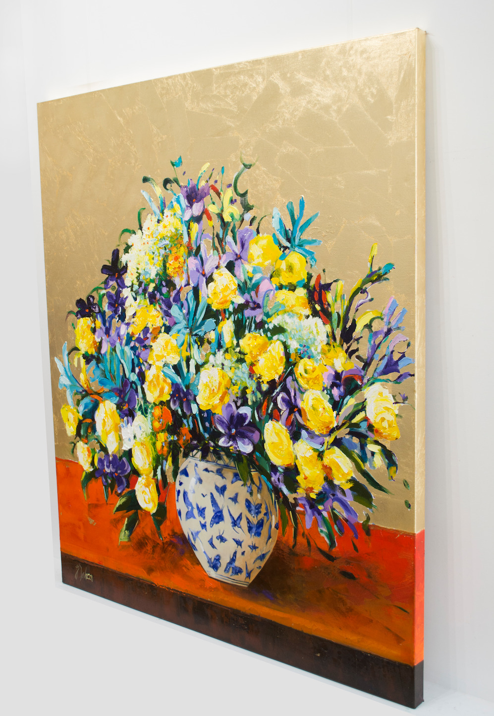 Side View Of Still Life Painting "Princess Bouquet" By Judith Dalozzo