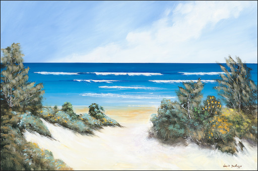 Beach Seascape "Seaside Serenity Stradbroke Island" Original Artwork by Louis Dalozzo