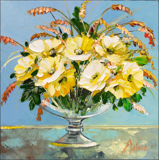 Floral Still Life "Yellow Blossom" Original Artwork by Judith Dalozzo